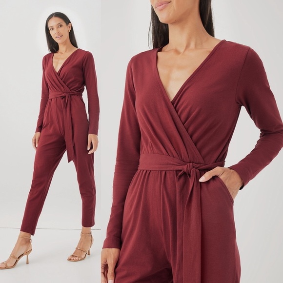 Pact Luxe Jersey Wrap Jumpsuit NWOT - Picture 2 of 3